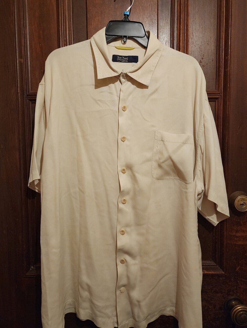 Nat Nast Luxury Originals Silk Camp Shirt Mens 2XL Cream Ivory Button Down-$175